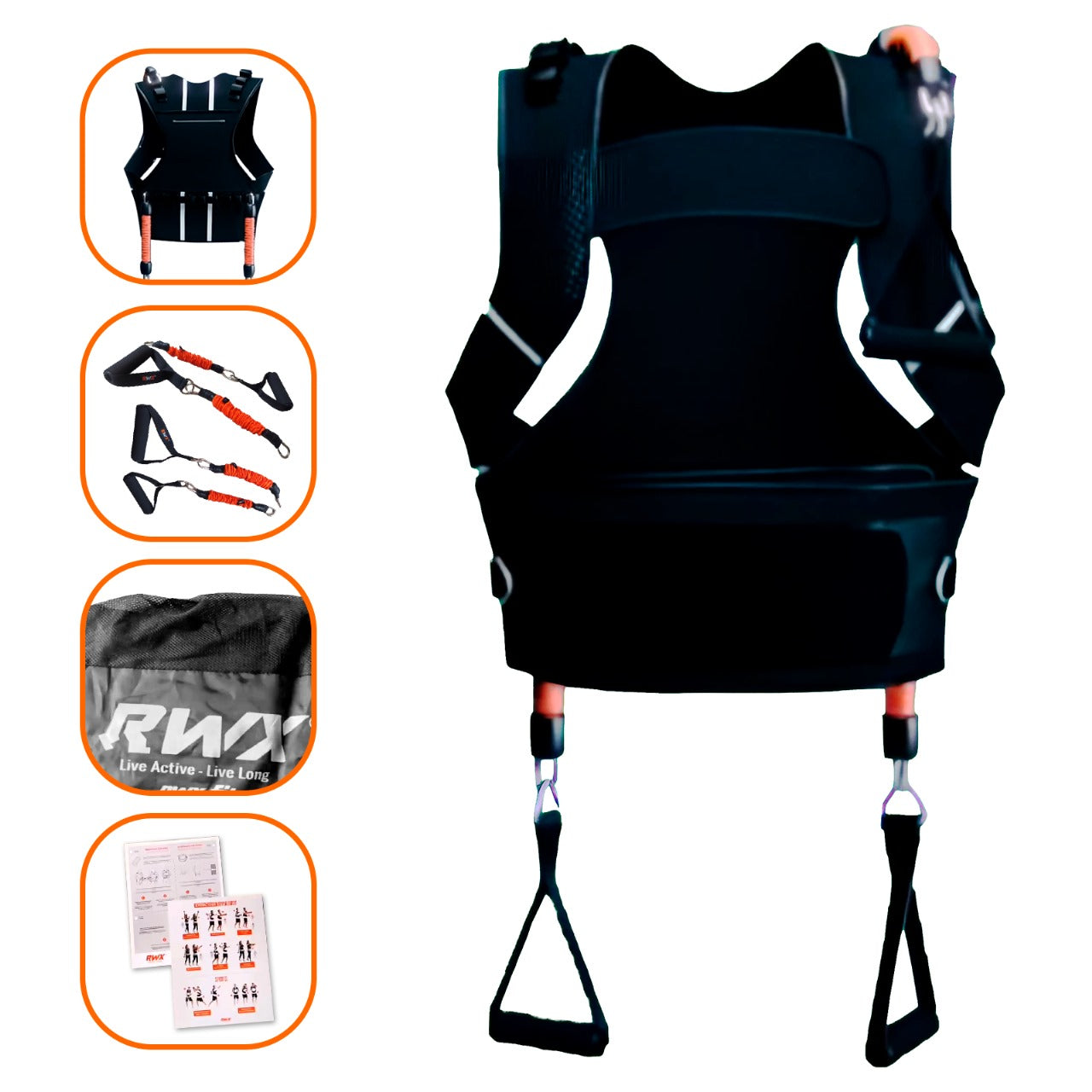 3-in-1 Vest for Muscle Training, Posture Correction, Waist Trainer - Full Body Fitness - Travel & Home Workout equipment